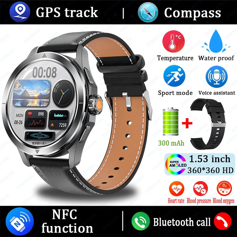 Novo 2025 para Xiaomi S4 Ultra Smart Watch Masculino AMOLED Esporte ao Ar Livre NFC GPS Rastreador de Frequência Cardíaca À Prova D'água Bluetooth Chamada Smartwatch