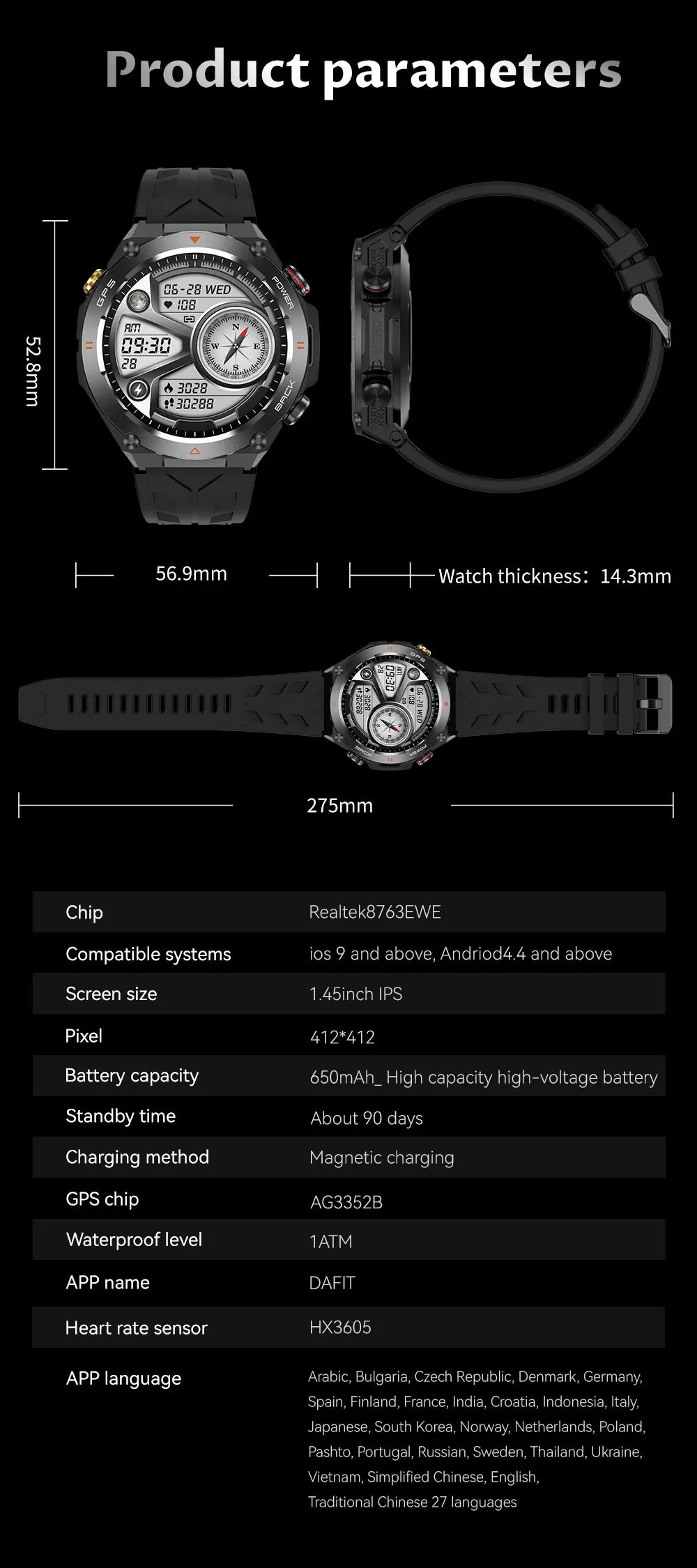 Novo relógio inteligente esportivo Xiaomi com GPS, à prova d'água, rastreador fitness, chamada Bluetooth, bateria de 650 mAh, pulseira feminina, 2025