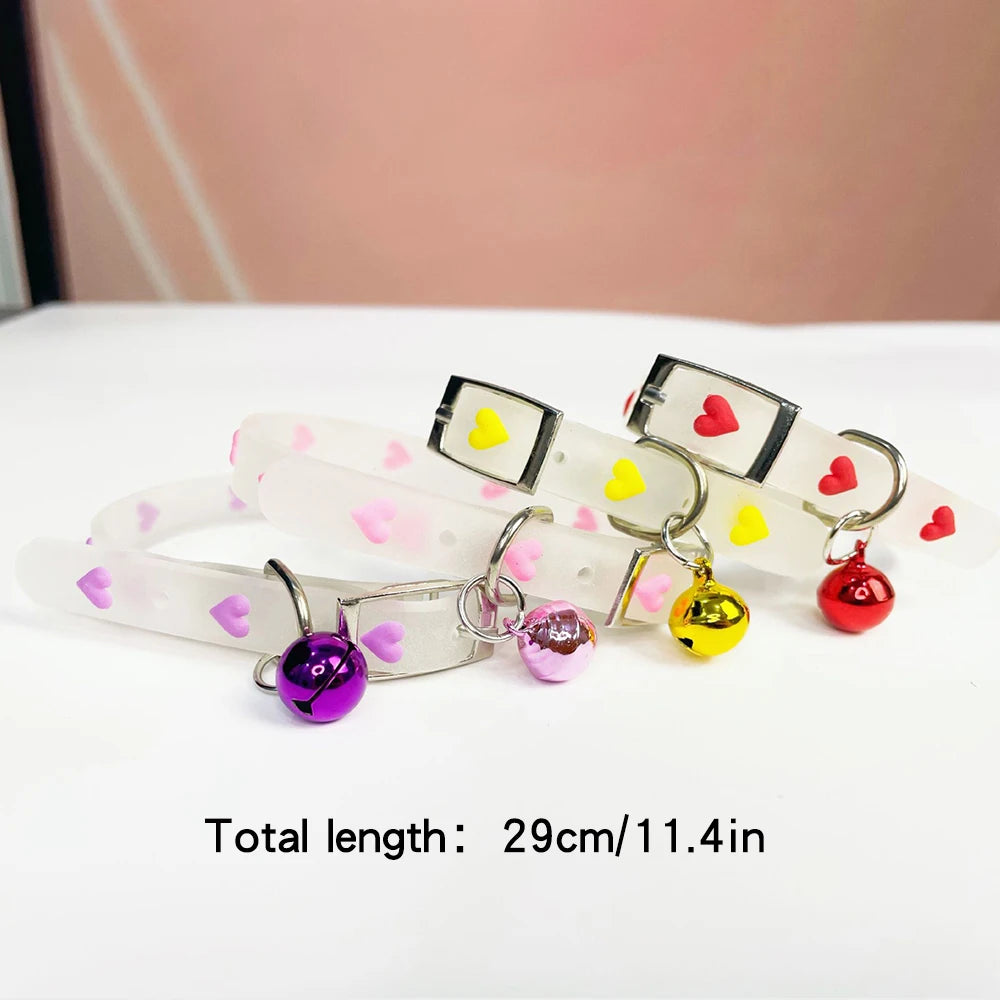 Colar luminoso para gatos, coleira pequena anti-perda de silicone fluorescente, sino, colar de pescoço, acessórios para gatos de estimação