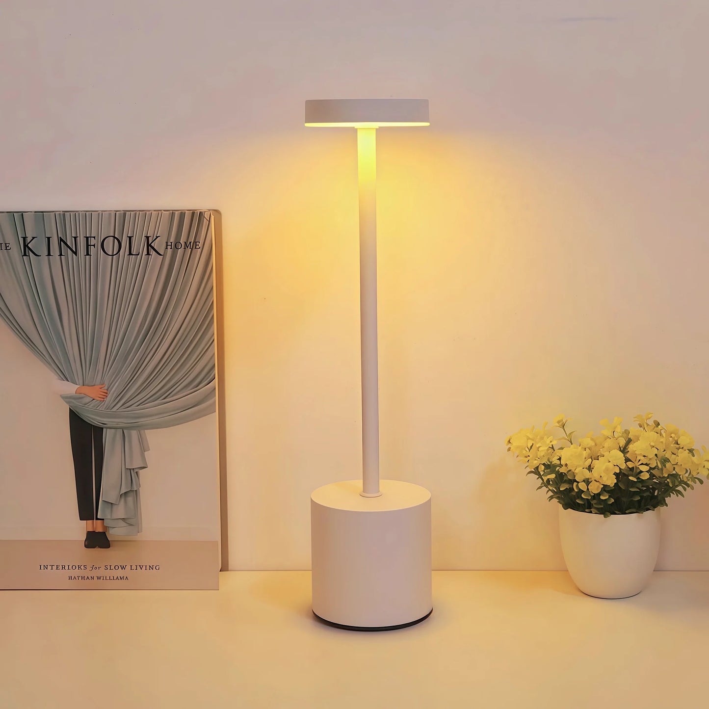 Luminária de mesa LED com carregamento sem fio | 3 cores + dimerização ajustável | Carregamento USB | Luminária de cabeceira | Presente de festival.