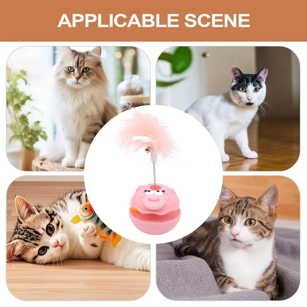 Brinquedos interativos para gatos, brinquedo interativo para gatos, bola giratória, acessórios para gatinhos com sino de penas, suprimentos para animais de estimação, jogos de enriquecimento para ambientes internos