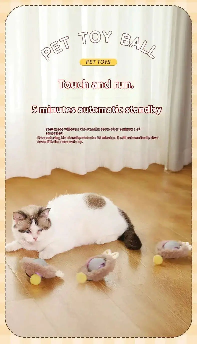 Bola de brinquedo interativa inteligente para gatos, bola rolante automática com cauda falsa, brinquedo elétrico recarregável por USB para animais de estimação, para provocação e treinamento
