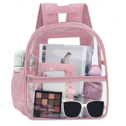 Mochila pequena transparente de PVC, à prova d'água, para praia, para celular, para viagem, escola, armazenamento, mochilas