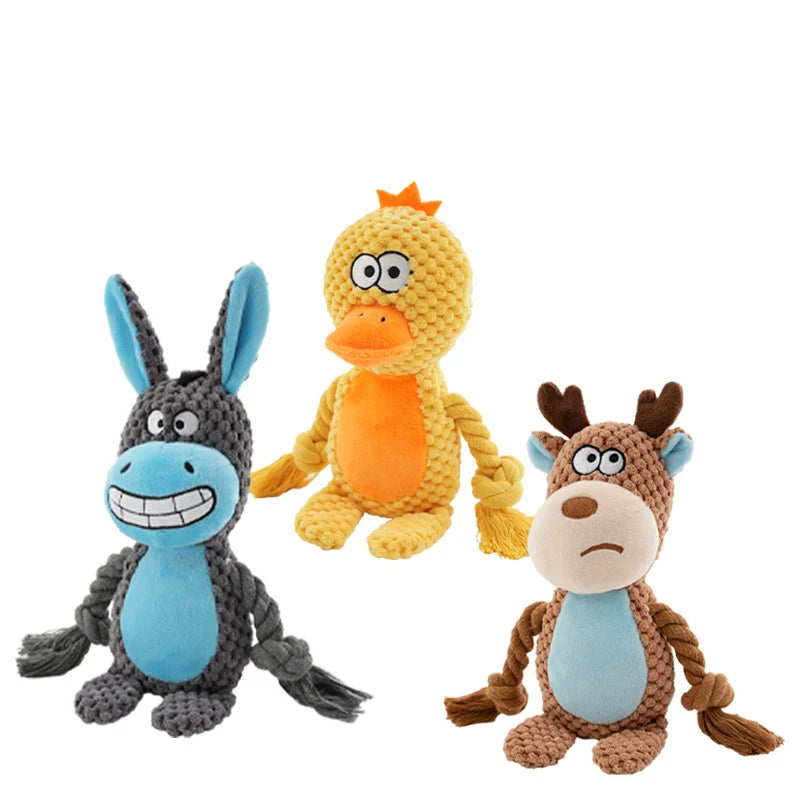 Brinquedo interativo de pelúcia cru para cachorro pequeno, indestrutível, resistente a mordidas, som de chocalho para cachorros que rangem, brinquedos para animais de estimação