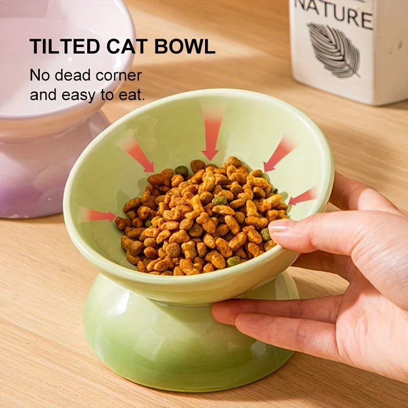 Tigela para gatos, Tigelas elevadas de cerâmica para alimentos de animais de estimação - Perfeitas para cães e gatos - Reduz a tensão no pescoço e melhora a digestão