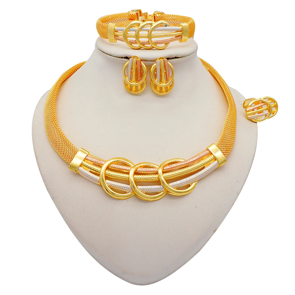 Conjuntos de joias finas 2023 para mulheres, presentes de casamento, colar, pulseira, brincos, anel, joias com contas africanas