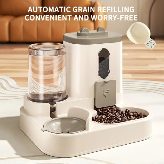 Dispensador de comida para gatos 2 em 1, água e comida integradas, totalmente automático, alimentador de comida e água, dispensador de água fofo