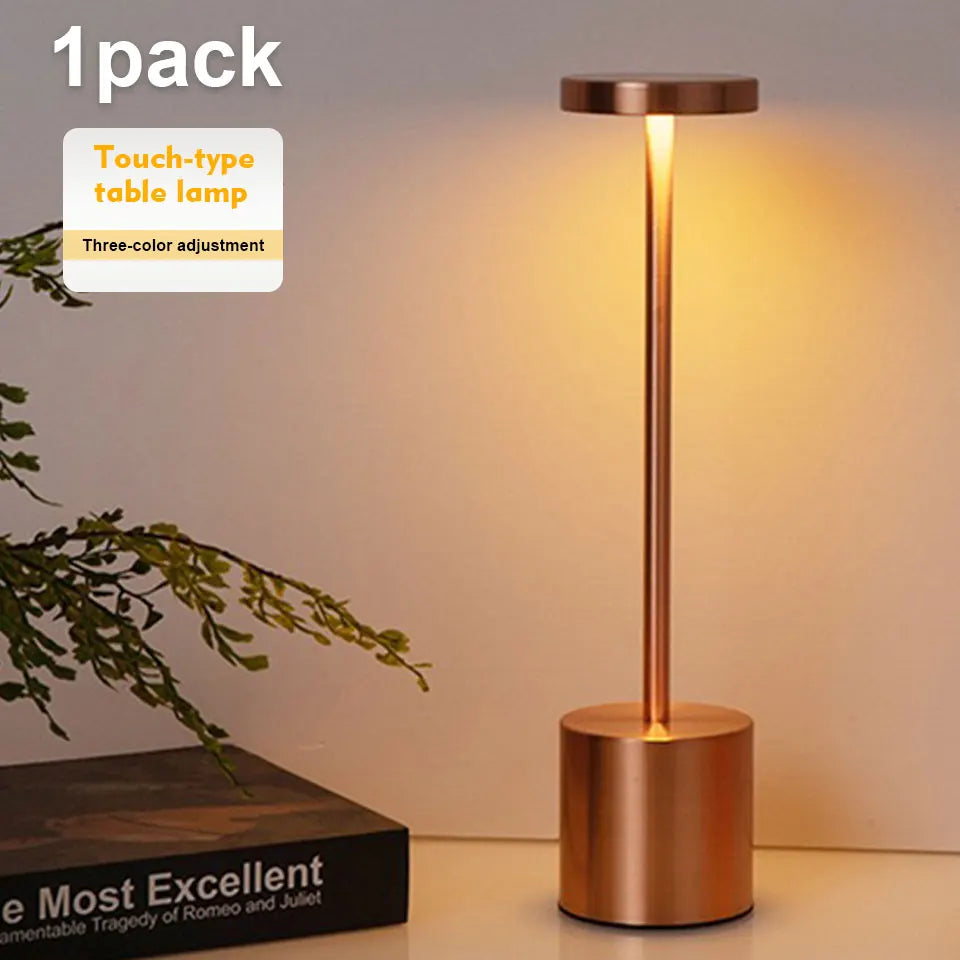Abajur de mesa USB recarregável sem fio, abajur com luz noturna sensível ao toque, decoração para casa, abajur retrô portátil para quarto