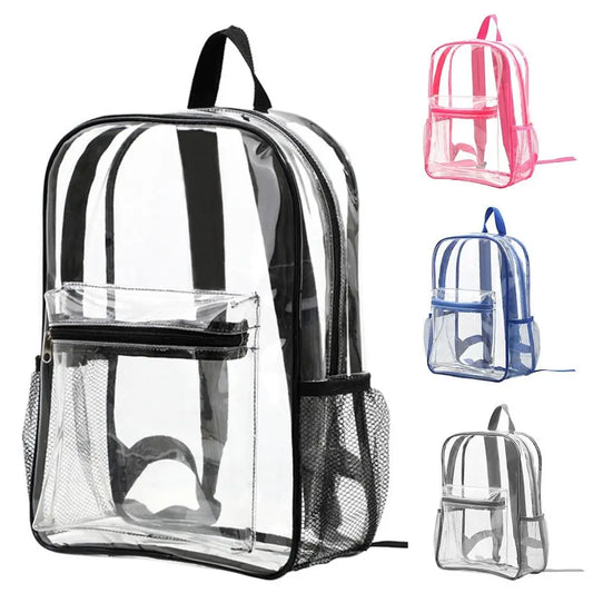 Mochila transparente de PVC para esportes ao ar livre, fitness, casual, viagem, visível, grande capacidade, à prova d'água, bolsa de ombro