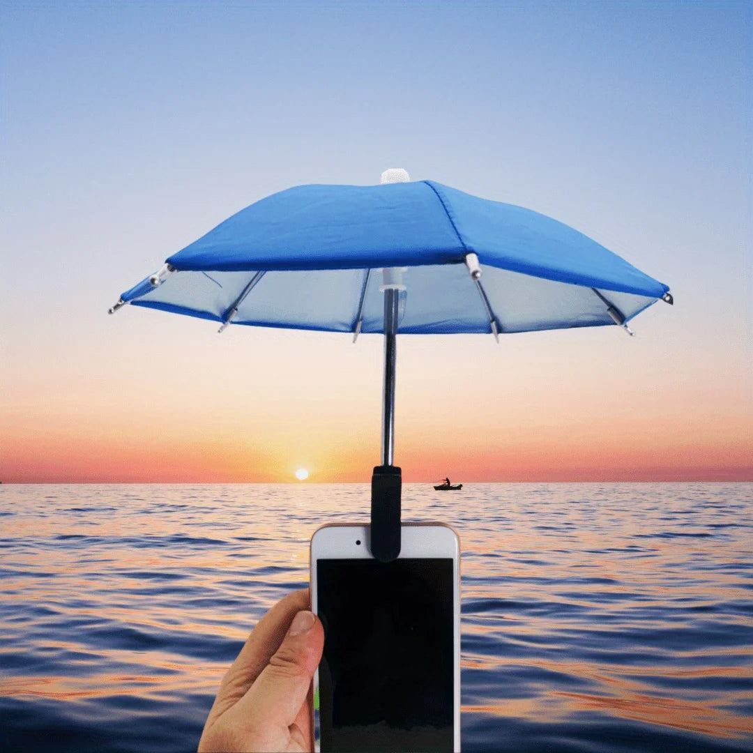 Suporte para celular de 27 cm, mini guarda-chuva criativo para ciclismo ao ar livre, protetor solar, acessório portátil para chuva ao ar livre