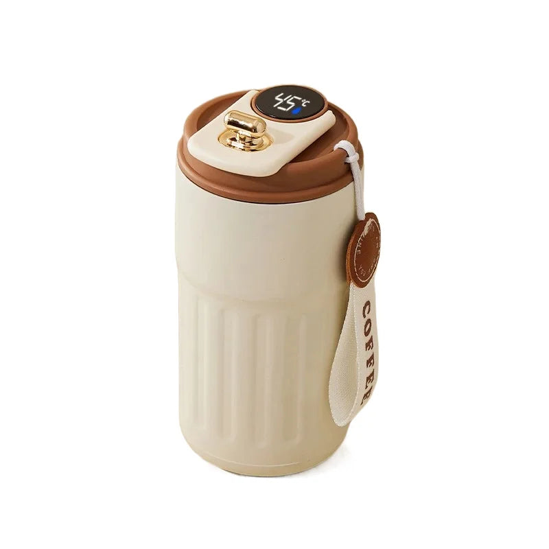 Caneca térmica de 450ml com visor inteligente de temperatura, copo de vácuo de aço inoxidável, copo de café para escritório, portátil para negócios