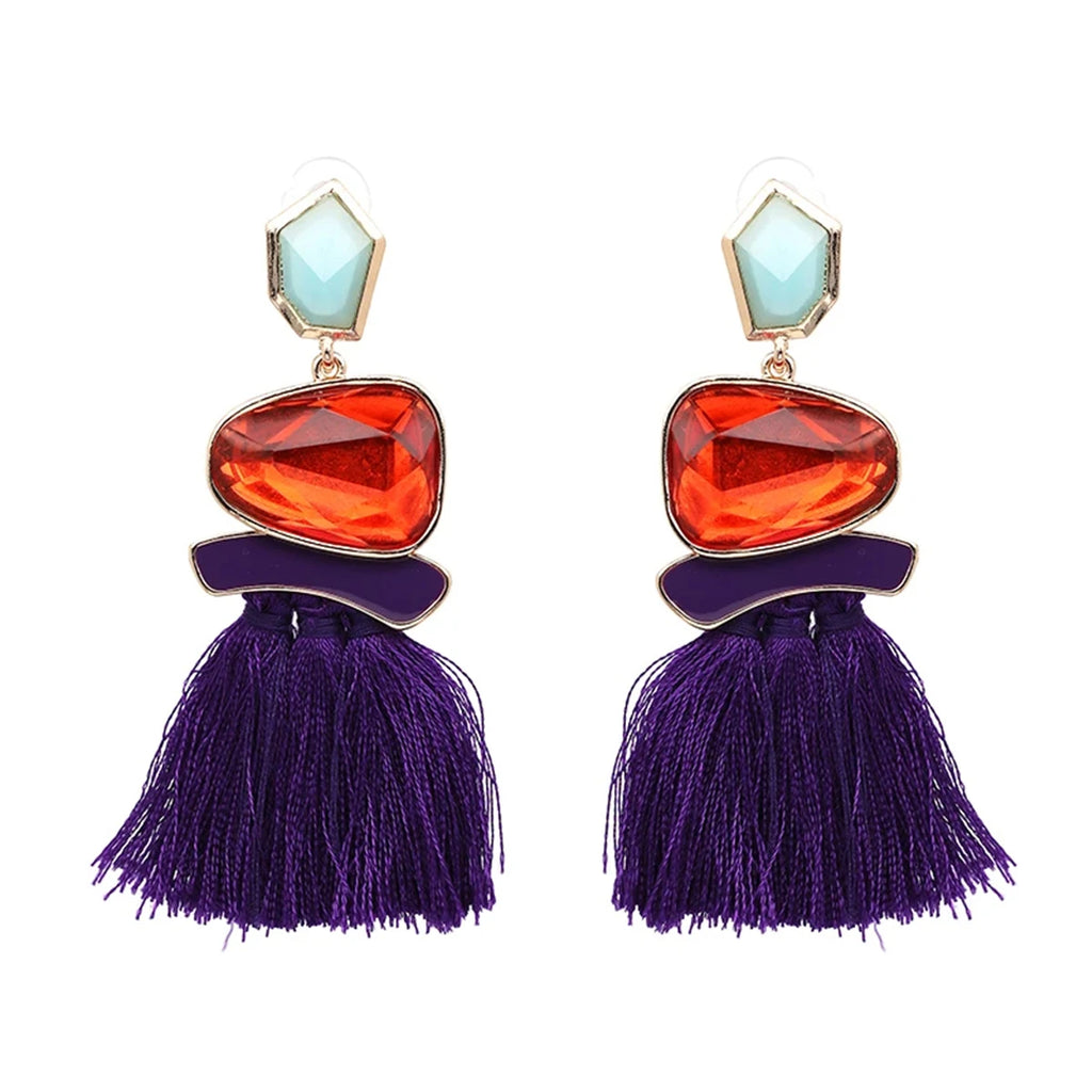 JURAN Bohemia Multicolored Tassel Earrings For Women Fashion Party Jewelry Fringe Dangle Earrings Statement Brincos 2024 Trend