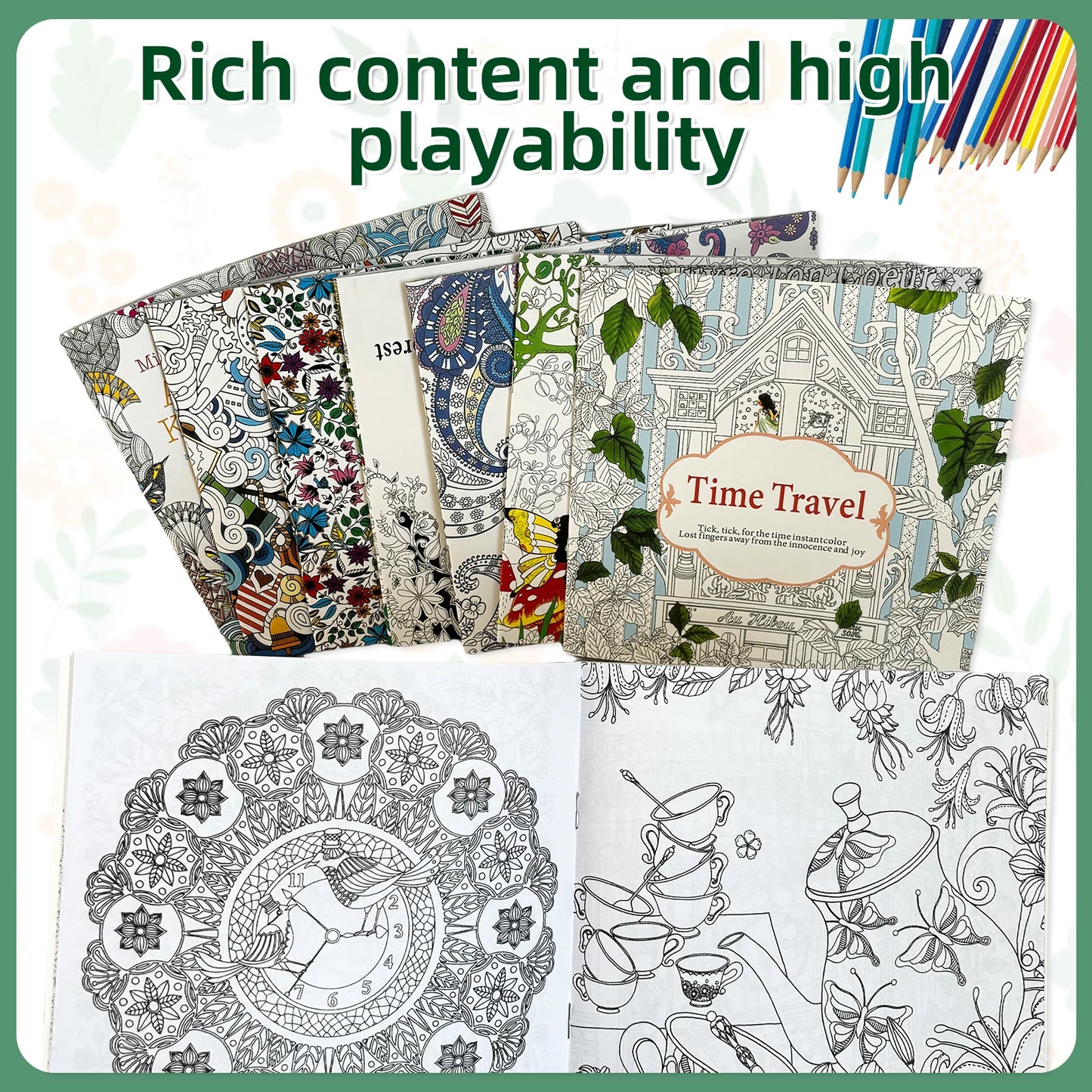 1 conjunto de 8 livros de colorir avançados para adultos, para melhorar a concentração, com padrões altamente difíceis, para brincar livremente, presentes da moda