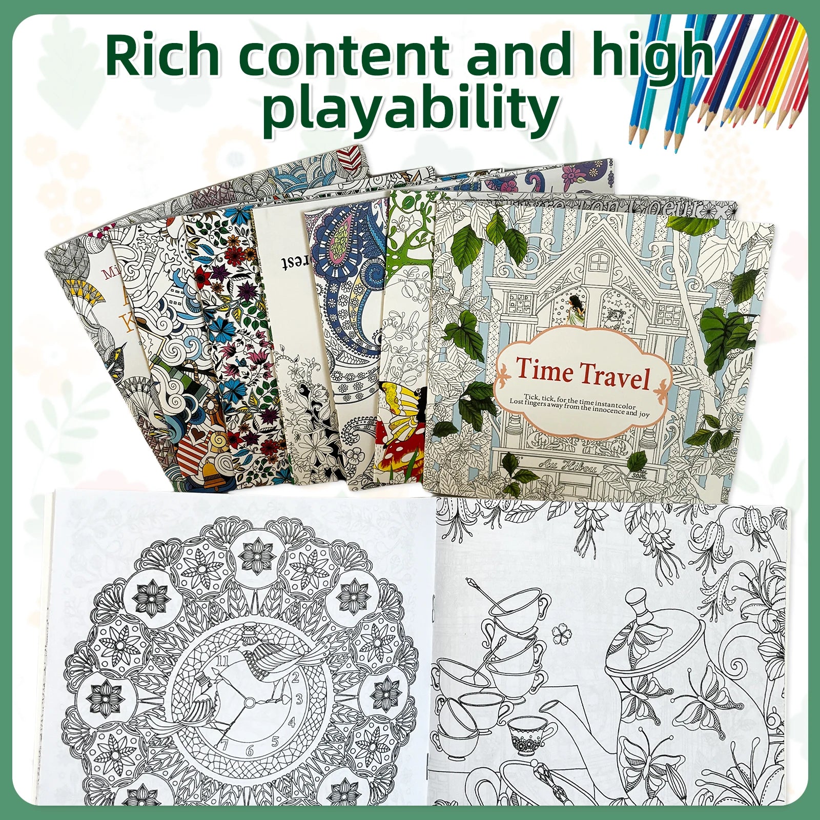 1 conjunto de 8 livros de colorir avançados para adultos, para melhorar a concentração, com padrões altamente difíceis, para brincar livremente, presentes da moda