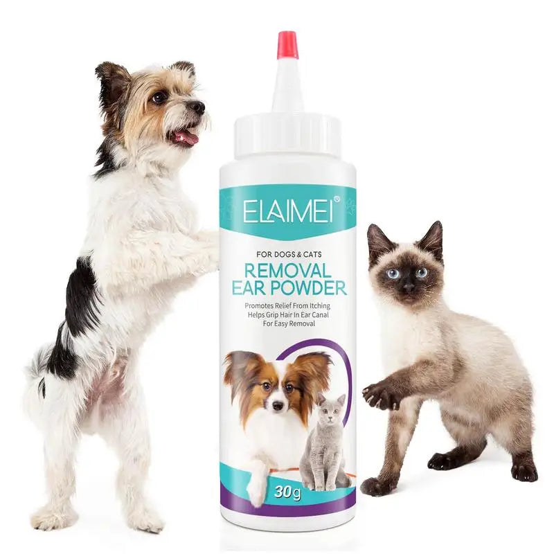 Pó para orelhas de cachorro 30g, pó para lavagem de orelhas, limpador seguro para cães, para orelhas saudáveis, remoção de odores, acessórios para animais de estimação, limpador de orelhas para coelhos e gatos