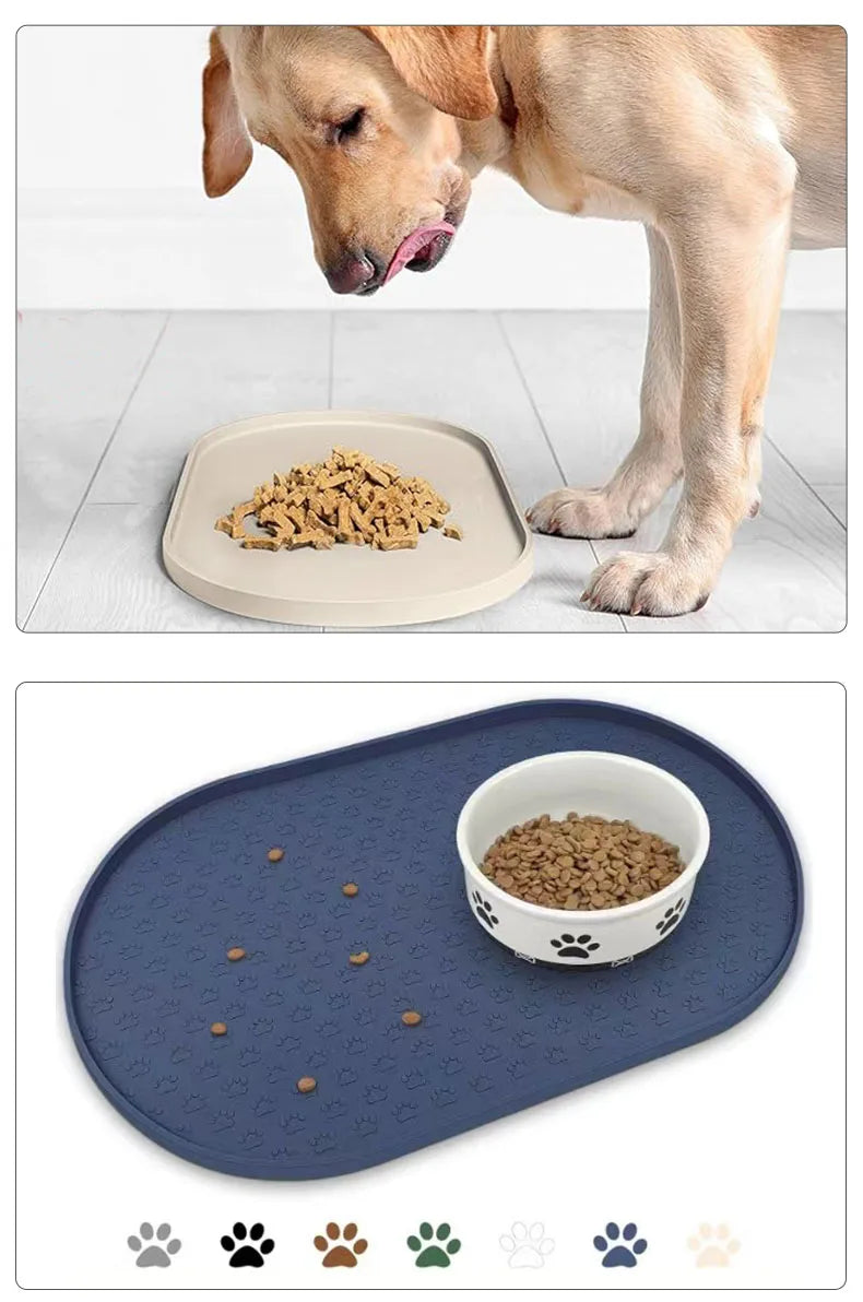 Tapetes para refeições de animais de estimação disponíveis em 6 cores, tapetes para alimentação de cães, tapetes para alimentação de cães de estimação, material de silicone, formato oval, fácil de limpar