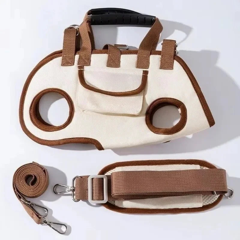 Mochila para transporte de cães pequenos com fixação de guia, peitoral respirável para animais de estimação para gatos e cachorros, viagens ao ar livre com as mãos livres