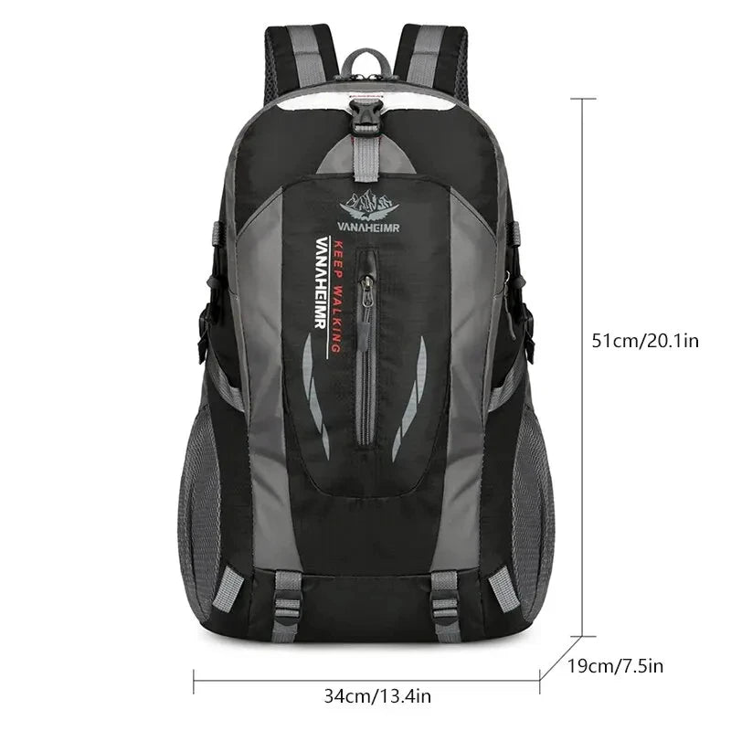 Mochila de caminhada de grande capacidade à prova d'água para áreas externas de 40L, mochila de acampamento, mochila de viagem, bolsas de nylon, bolsa de viagem para caminhadas