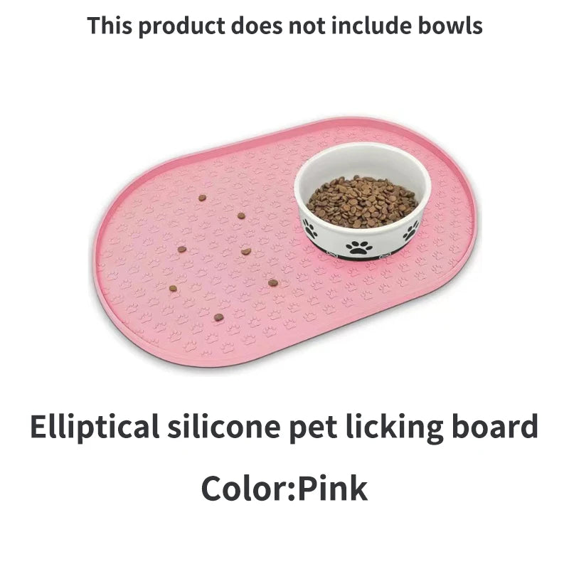 Tapetes para refeições de animais de estimação disponíveis em 6 cores, tapetes para alimentação de cães, tapetes para alimentação de cães de estimação, material de silicone, formato oval, fácil de limpar