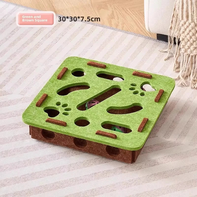 Brinquedo de quebra-cabeça para gatos, caixa de feltro, brinquedo de exercício para gatos com bola, entretenimento esportivo interno, brinquedos de caça para gatos domésticos