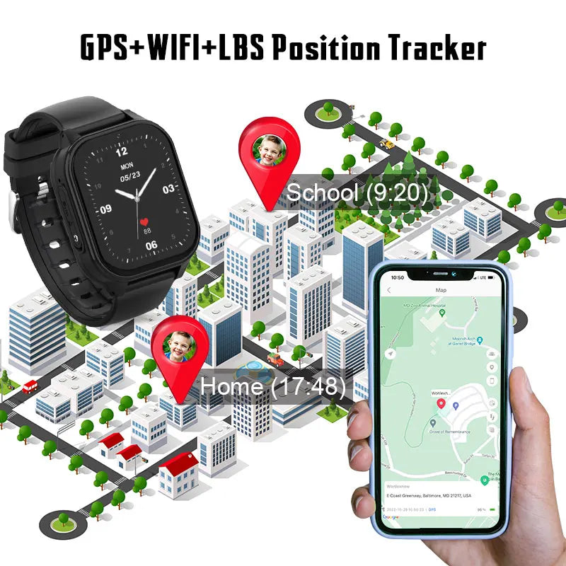 Relógio inteligente infantil Wonlex 4G SOS GPS WiFi Relógio de pulso Whatsapp KT19Pro Android 8.1 com câmera de chamada de vídeo Monitor Smartwatch infantil