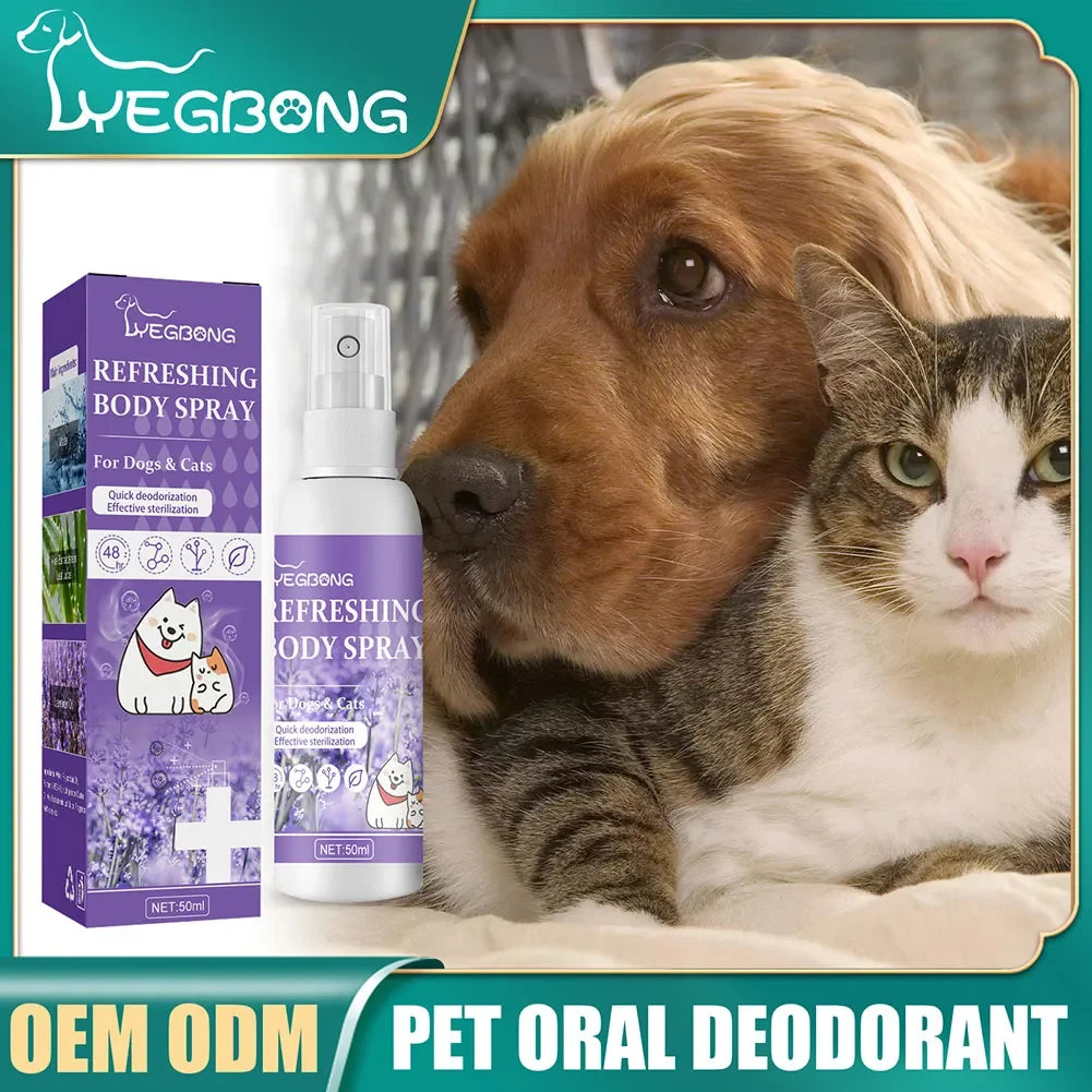 Spray desodorizante de óleo de lavanda para cães, spray desodorizante de longa duração para cães, filhotes, gatos, cães, para remover odores desagradáveis, refrescar o ar