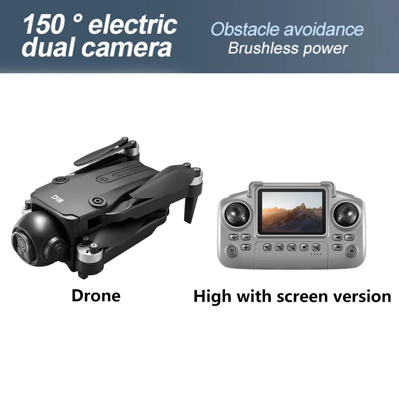 2025 Novo D18 Drone 8K Fotografia Aérea HD com Câmera Dupla Inteligente Prevenção de Obstáculos Sem Escovas Dobrável Quadricóptero Brinquedos