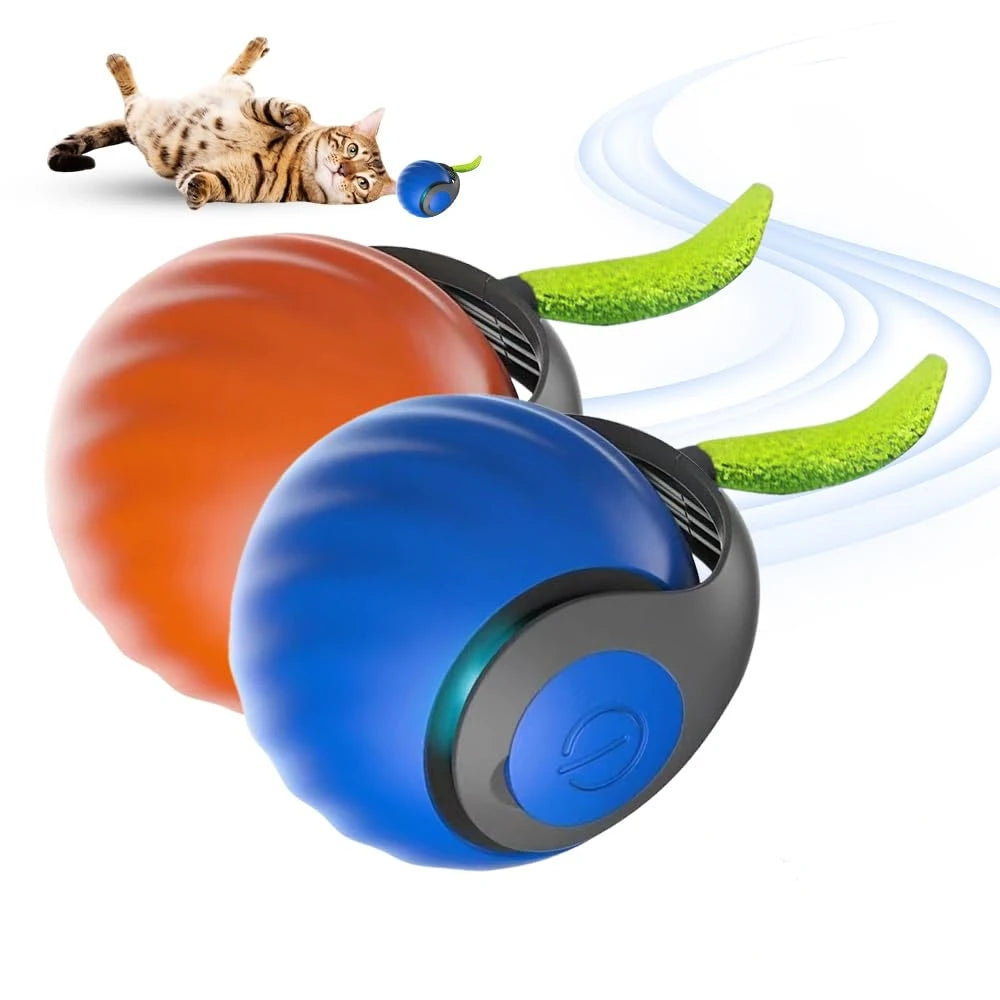 Bola de brinquedo interativa para gatos, bola rolante automática, rabo falso, brinquedo elétrico inteligente recarregável para animais de estimação, treinamento para cães e gatos, imitação de rato
