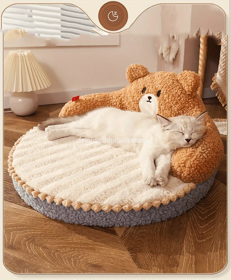 Soft Durable Round Cat Bed For Small Dogs And Cats - Removable Pet Mat And Mattress For Indoor And Outdoor Use
