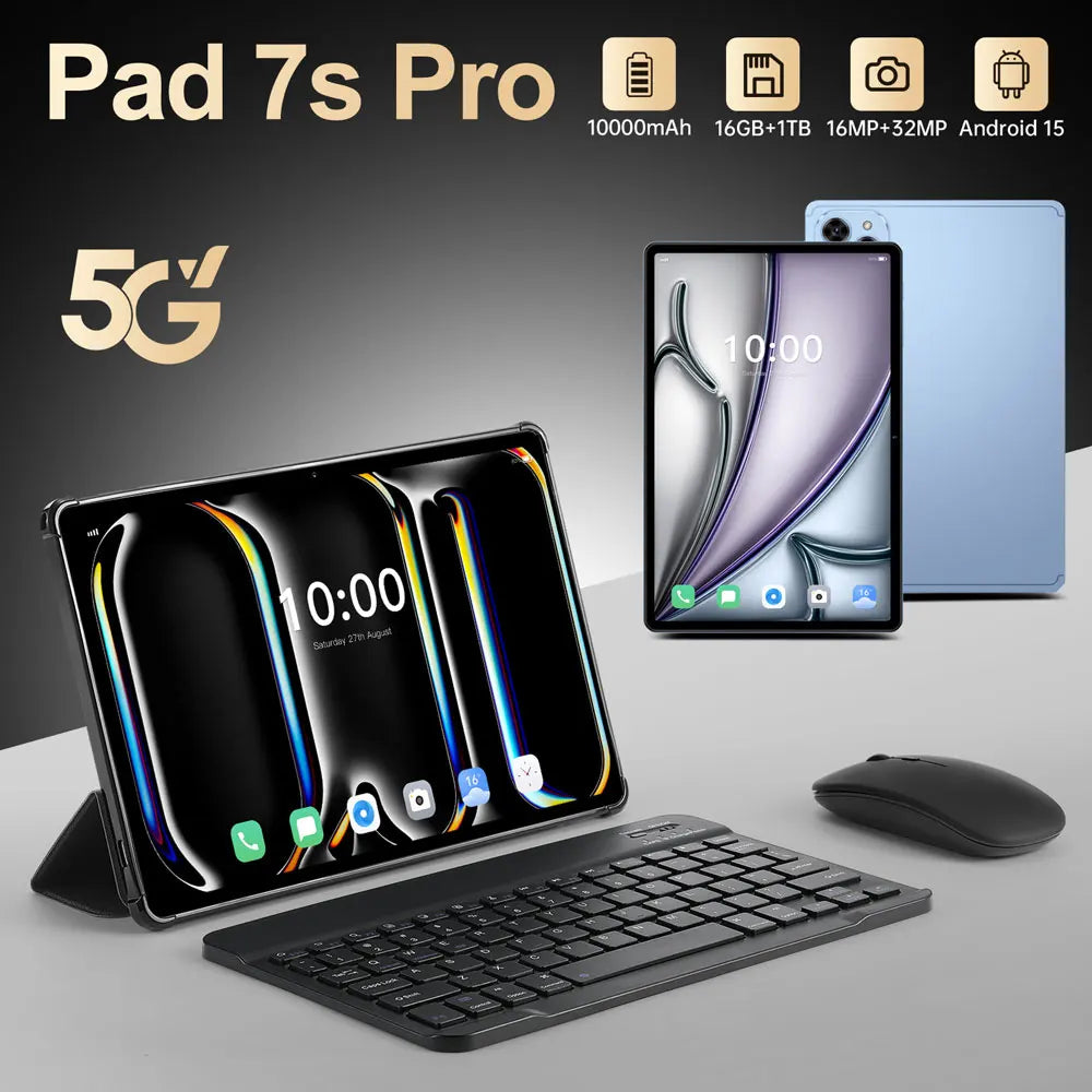 Tablet PC Pad 7SPro 10.1" Original 5G Dual SIM Tablets Tab Android 15 22GB + 2TB 10000mAh Com teclado Laptop Para Crianças