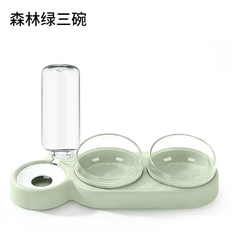 Pet Cat Food Bowl, Splash - proof Water, Three Bowl Neck Protection, Automatic Feeder, Water Storage Dispenser, Pet Dog Feeder