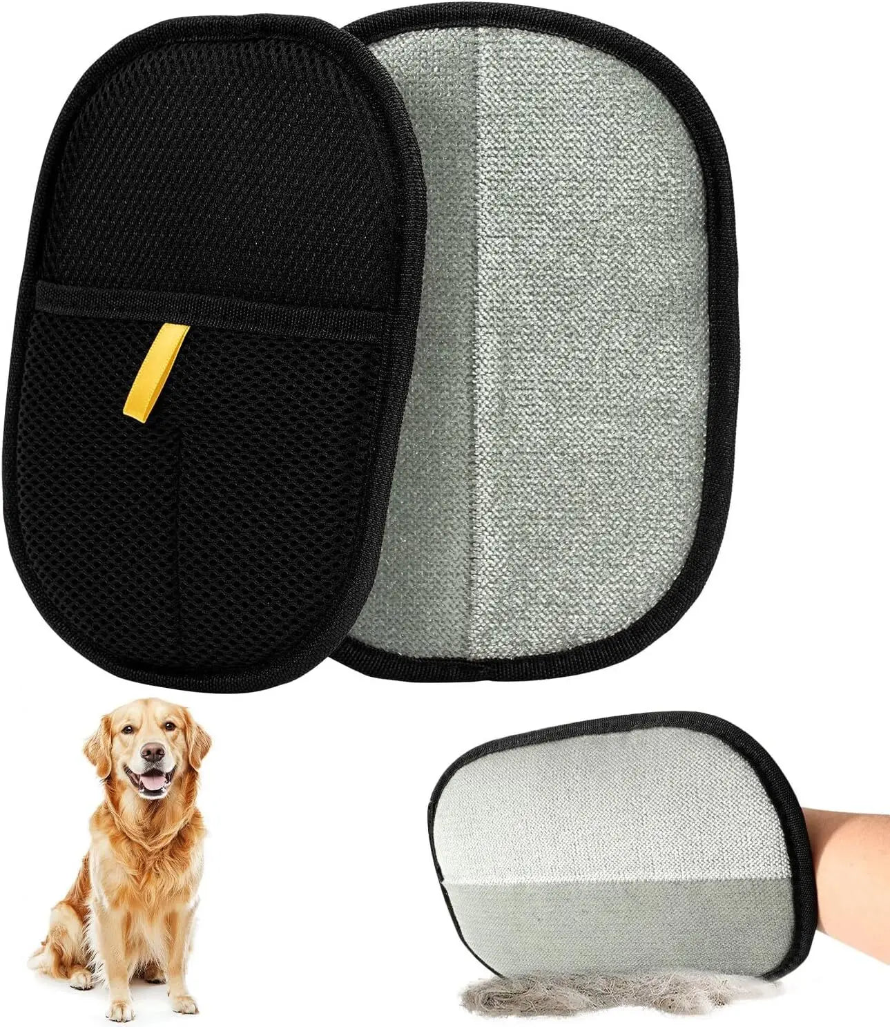 Luva removedora de pelos de animais de estimação, dupla face, luvas magnéticas para pele de gato e cachorro, para lavar, descascar, limpar carpetes e sofás