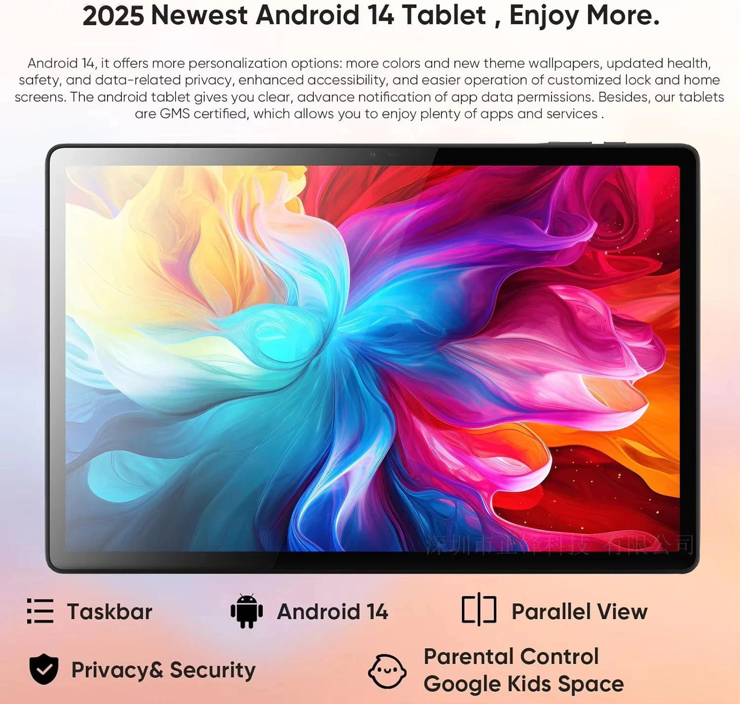 Tablet Android 14 de 14 polegadas com firmware global, tela FHD 2K, 16 GB e 512 GB, novo firmware global de 2025, compatível com Android 14, 5G e Wi-Fi, com suporte para GPS e laptop
