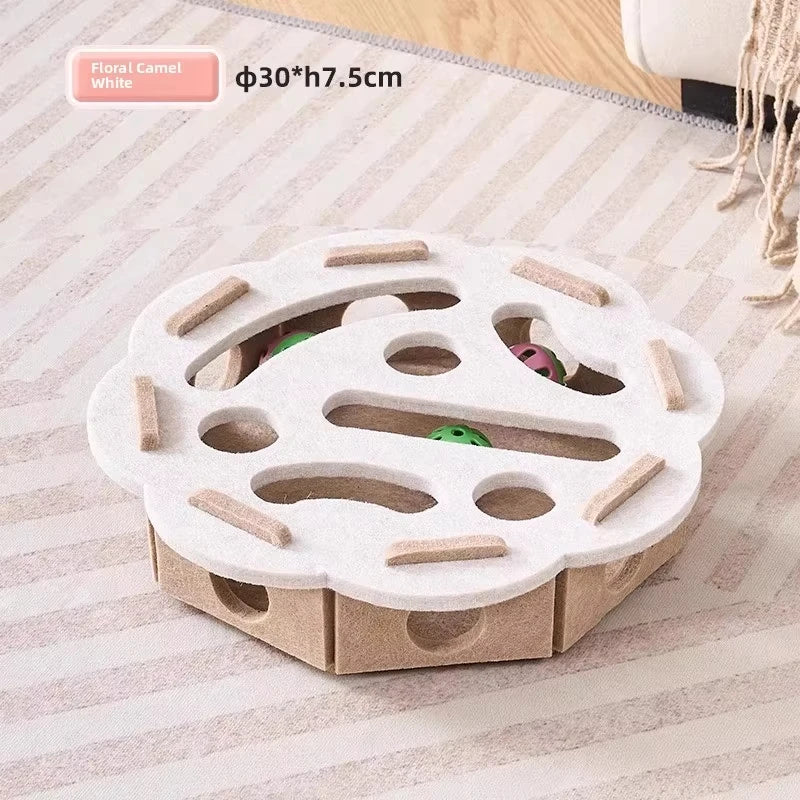 Brinquedo de quebra-cabeça para gatos, caixa de feltro, brinquedo de exercício para gatos com bola, entretenimento esportivo interno, brinquedos de caça para gatos domésticos