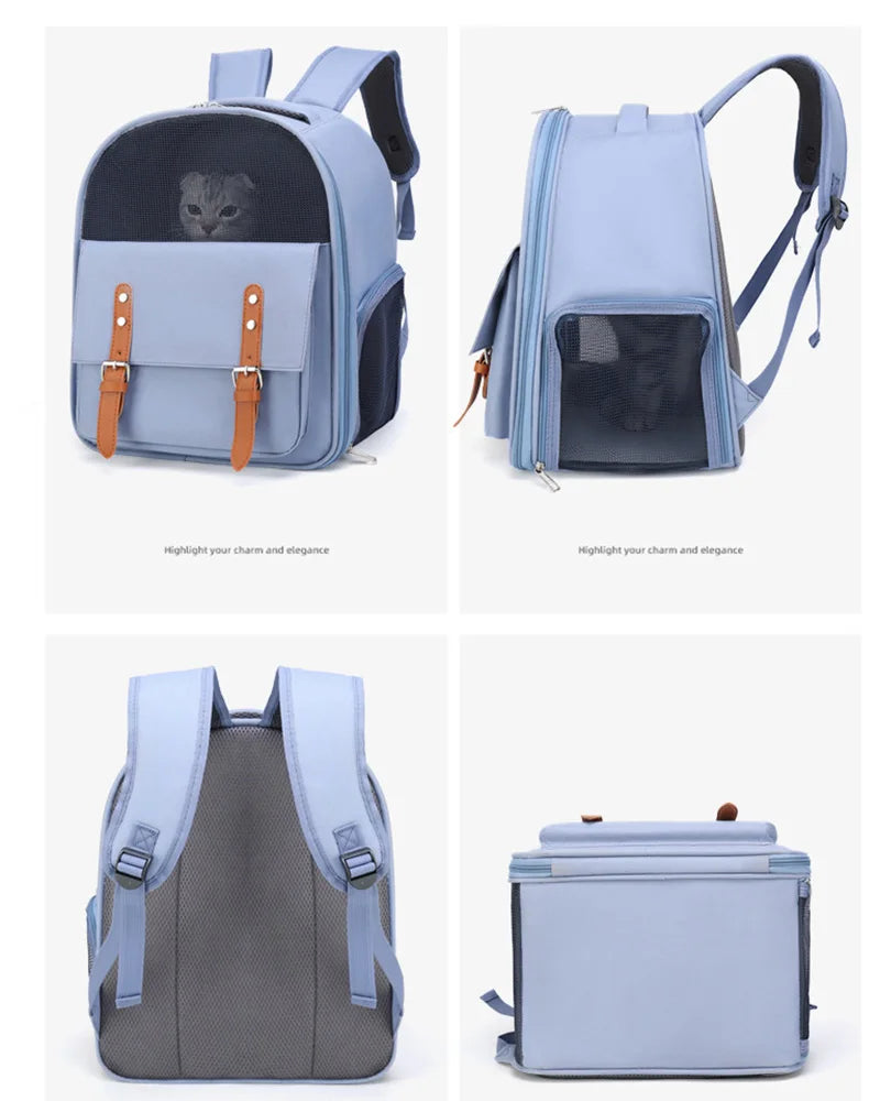 Mochila para transporte de gatos, bolsa respirável e moderna para viagem, para gatos e cães pequenos, suprimentos para animais de estimação