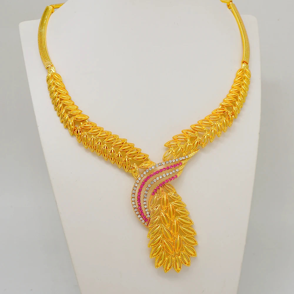 2023 Fine Jewelry Sets For Women Dubai Bridal Wedding Gifts Necklace Bracelet Earrings Ring Jewellery Set African Bead jewelry