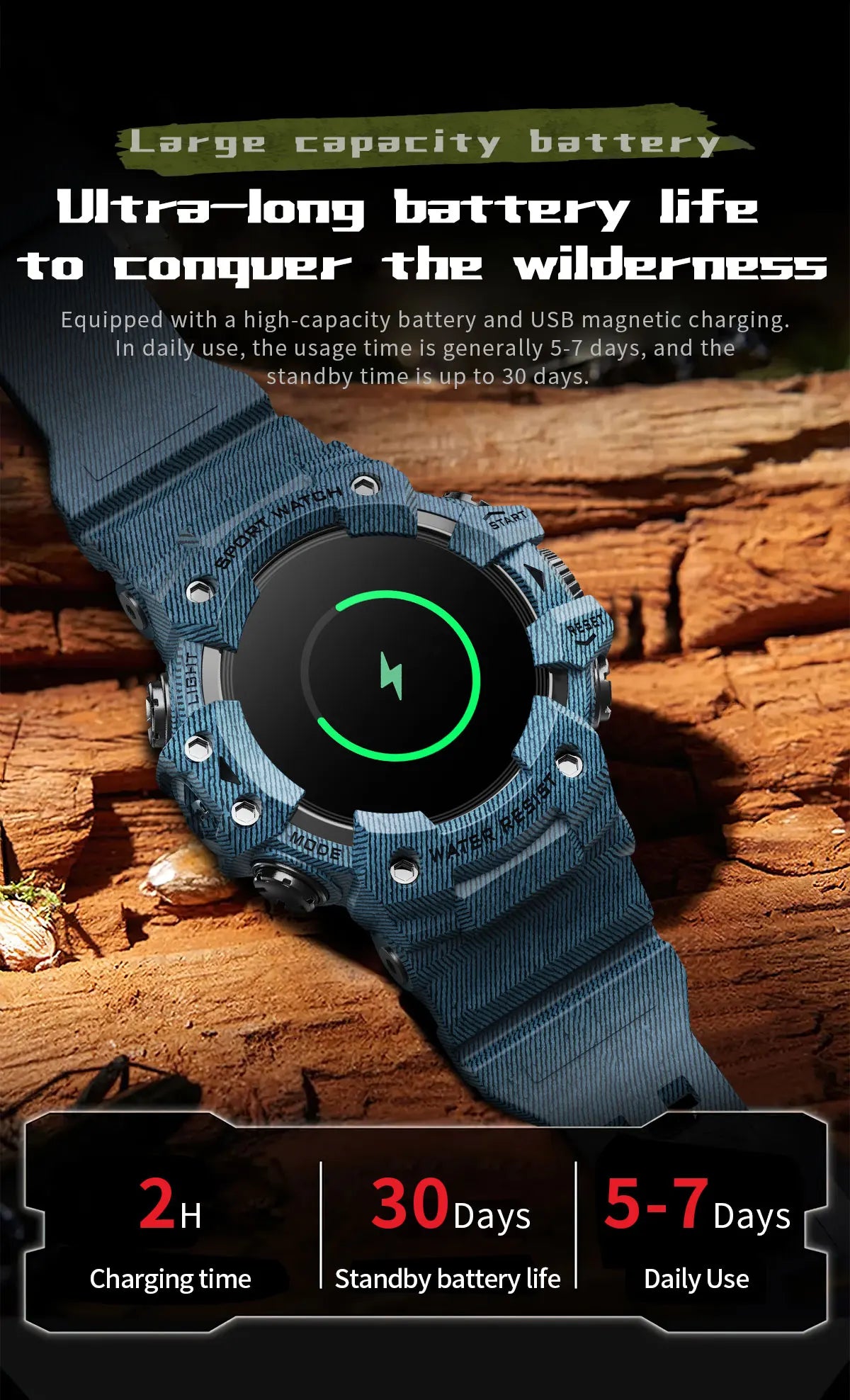 Relógio inteligente esportivo robusto 2025 com Bluetooth, chamadas, relógio inteligente militar à prova d'água e colorido com lanterna SOS COMPASS para telefone