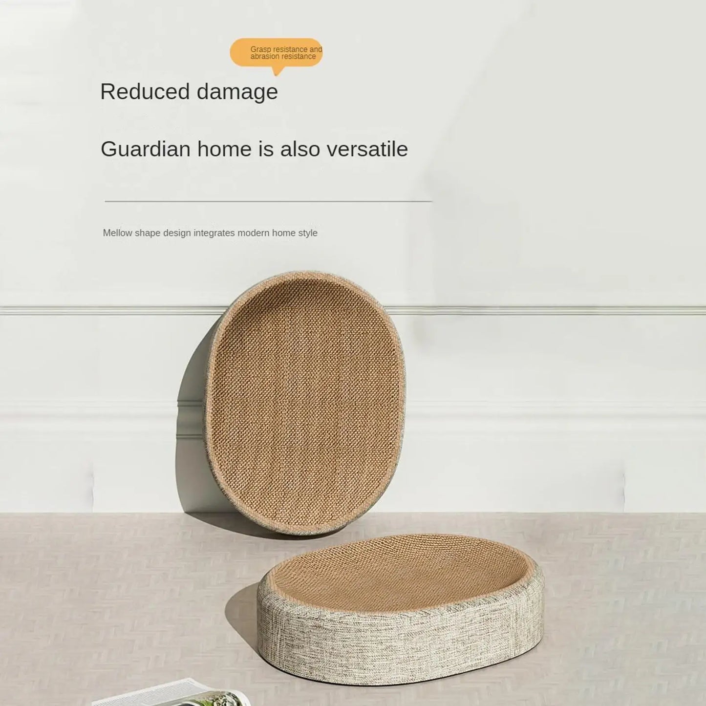 Arranhador oval para gatos, cama de sisal para arranhar, tapete de dormir multiuso para animais de estimação, resistente ao desgaste, cama para arranhar para gatos