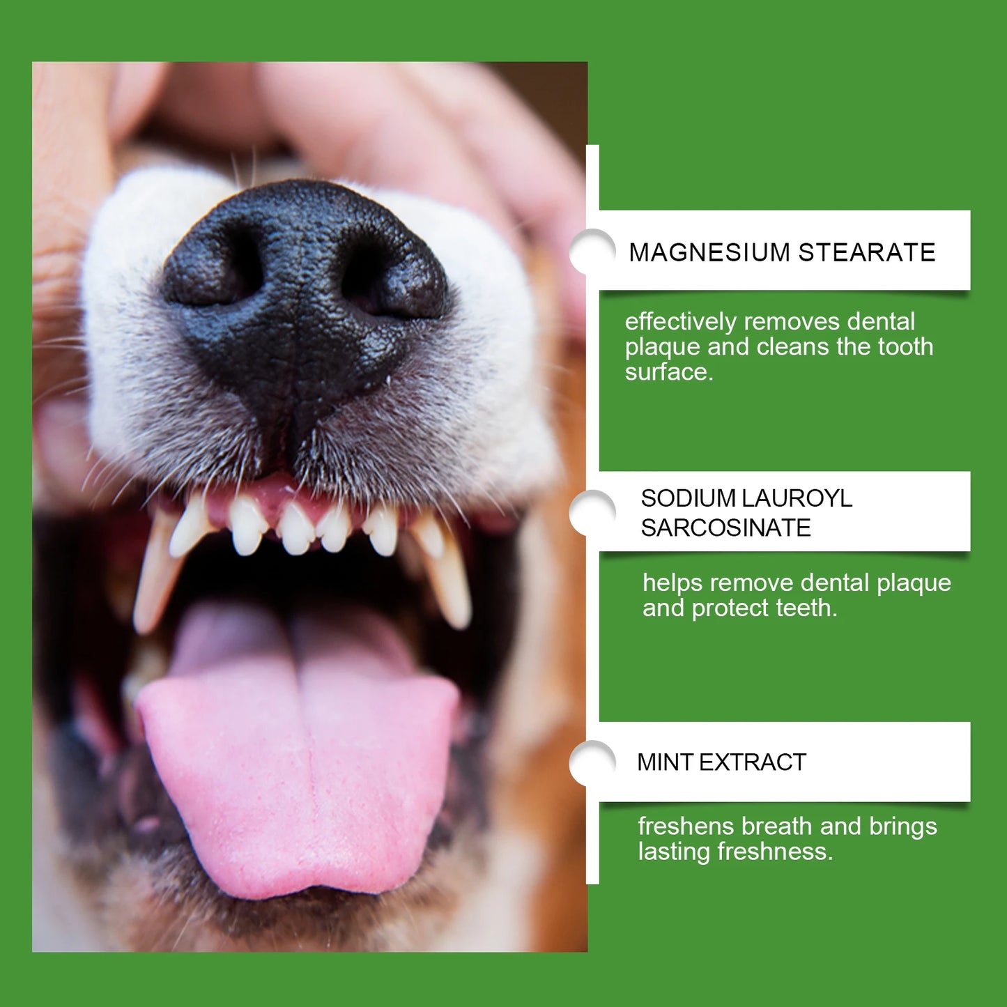 Pó para limpeza de dentes de cachorro Yegbong 150g - Cuidado dental suave para animais de estimação - Remove tártaro, manchas e mau hálito - Clareia os dentes