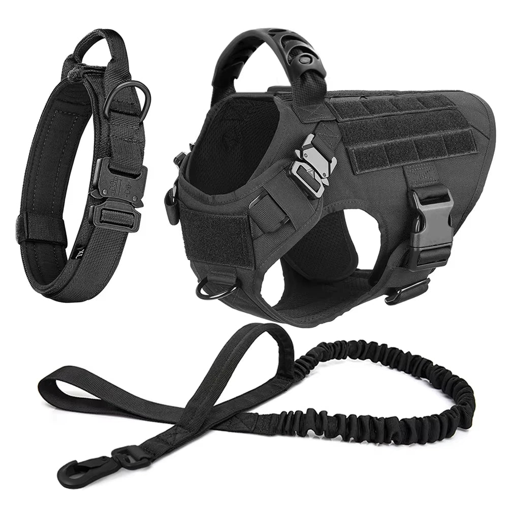 Conjunto de peitoral e guia para cães grandes, colete de treinamento para pastor alemão malinois, colete e coleira para cães de médio e grande porte