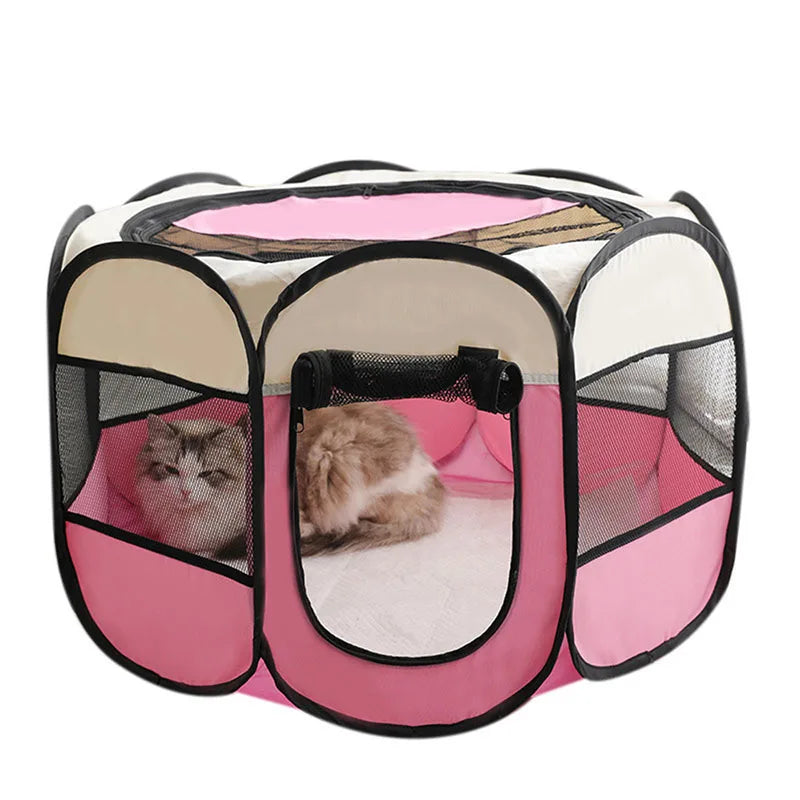 Sala de parto para cães e gatos, gaiola octogonal para animais de estimação, cerca respirável, tenda, tecido Oxford resistente a arranhões, ninho dobrável para cães e gatos