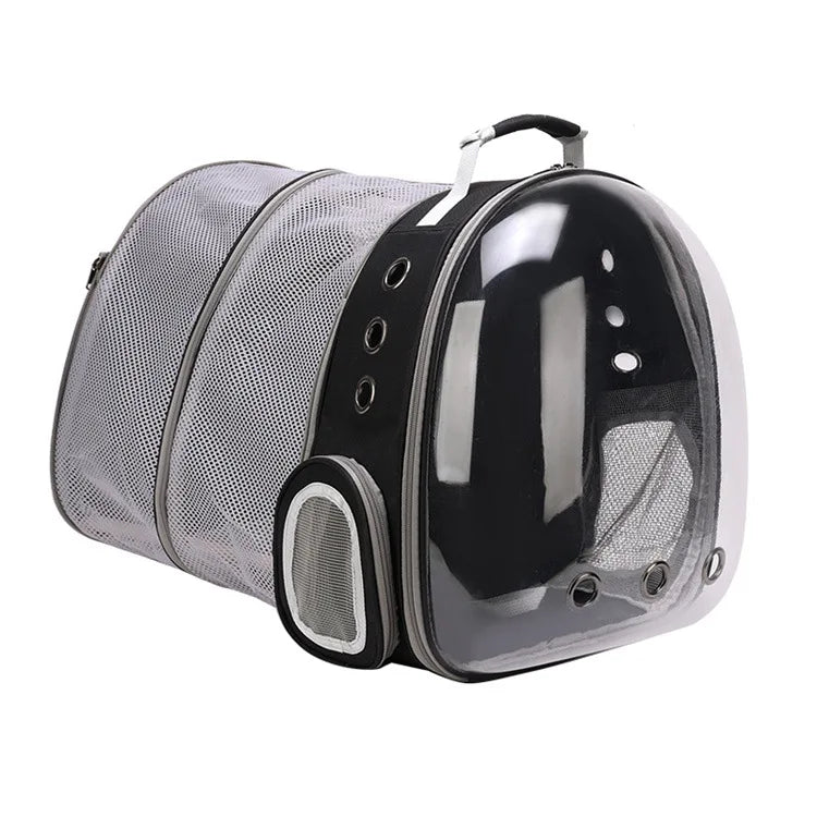 Mochila para animais de estimação, cápsula espacial transparente, mochila de ombro duplo para gatos, bolsa expansível para gatos, bolsa portátil para cães pequenos