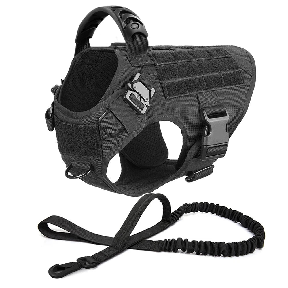 Coleira grande para cachorro, peitoral militar para cachorro, coleira Molle, bolsas, colete de treinamento para animais de estimação, peitorais táticos para pastor alemão, acessórios para cães