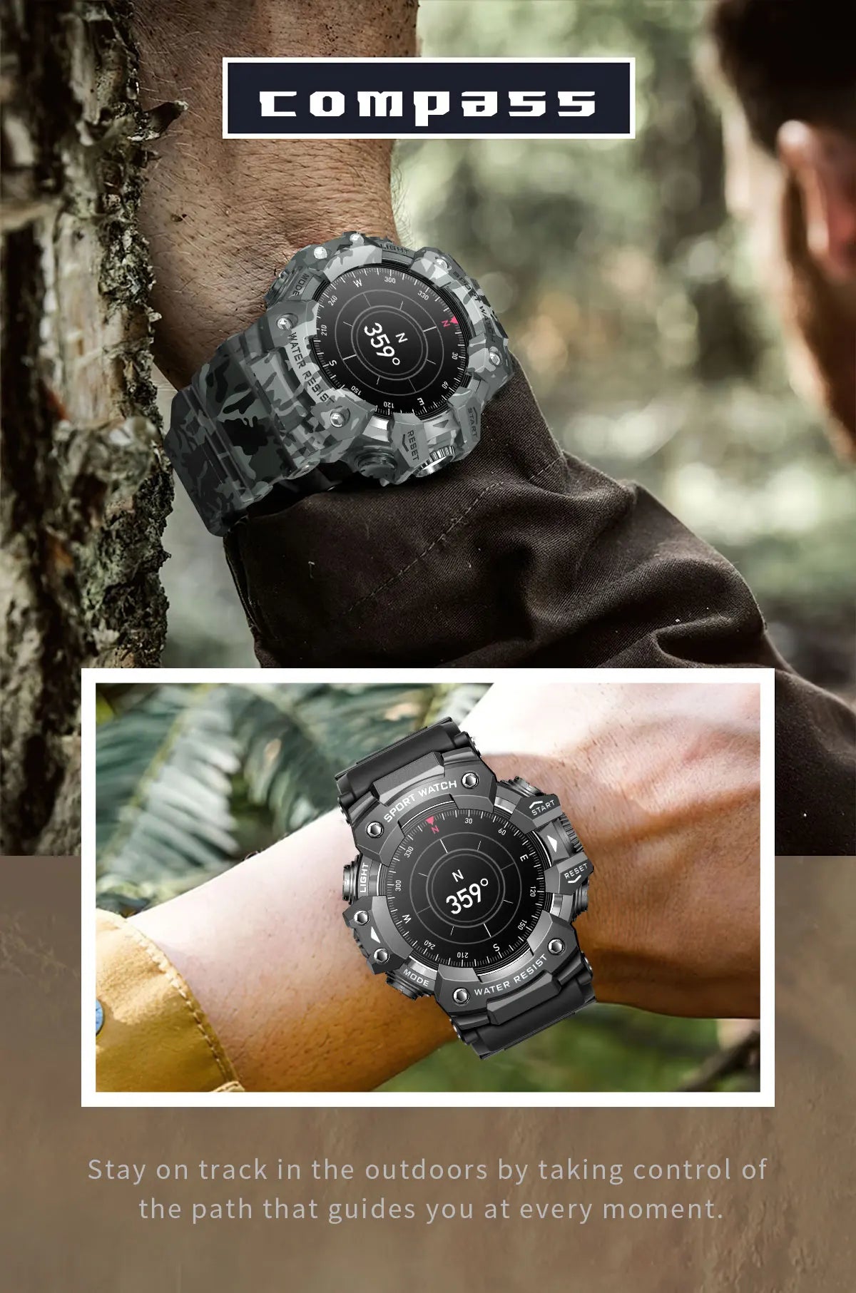 Novo relógio inteligente esportivo robusto para atividades ao ar livre 2025, masculino, com chamada Bluetooth, colorido, IP68, à prova d'água, bússola militar, relógio inteligente, lanterna