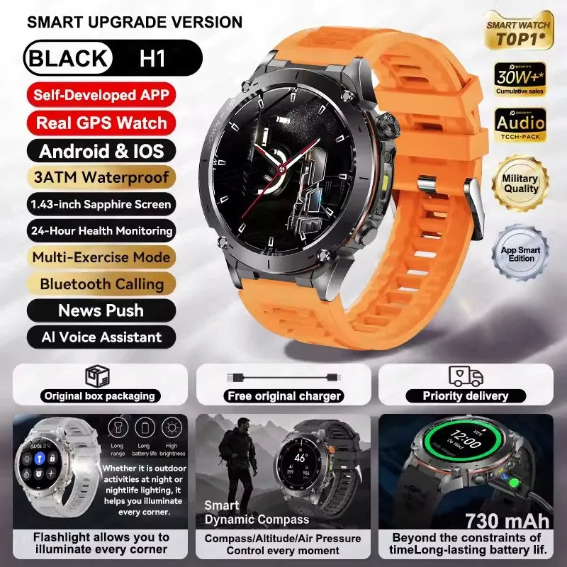 Novo relógio inteligente Xiaomi IOS Ultra GPS 2025, à prova d'água, 10ATM, com bússola GNSS de banda dupla integrada, esportivo militar, masculino, pulseira de natação