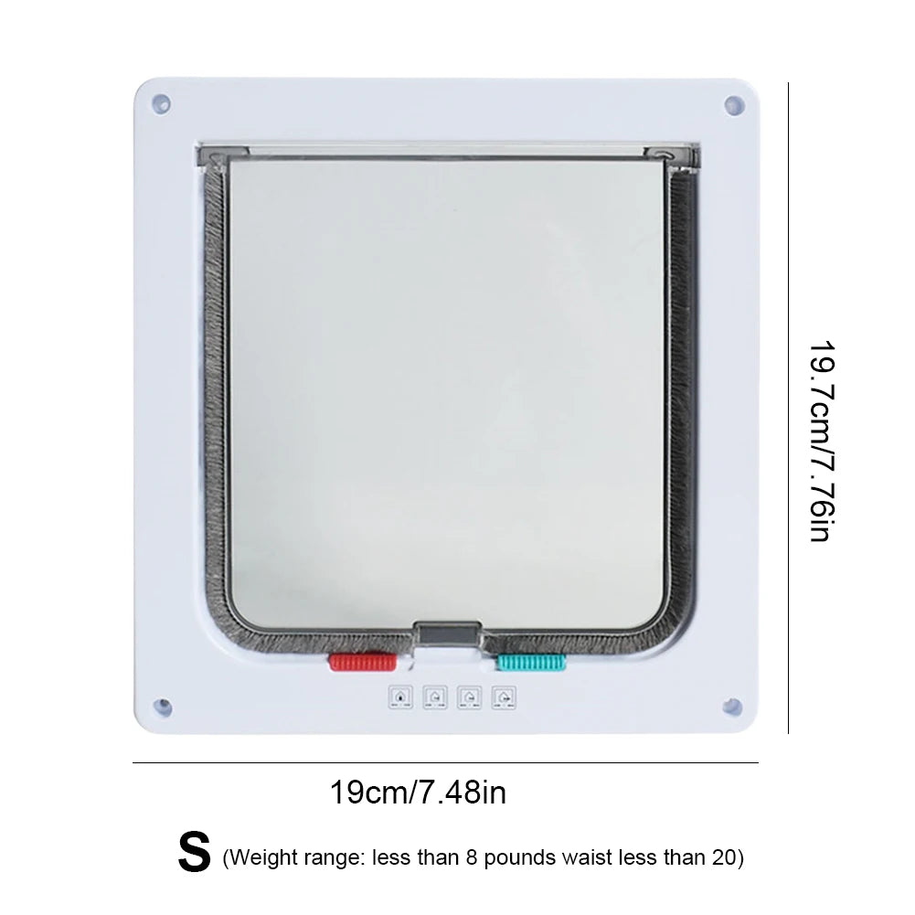 Porta magnética para gatos com trava de segurança de 4 vias para gatos, portão pequeno de plástico ABS controlável para filhotes, segurança para entrada e saída de gatinhos