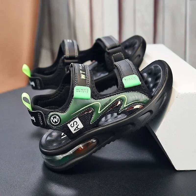 Sandálias infantis da moda 2025, sapatos para bebês, meninos, sola macia, antiderrapantes, sandálias para meninos e meninas, sapatos infantis para verão, praia, 3 a 14 anos