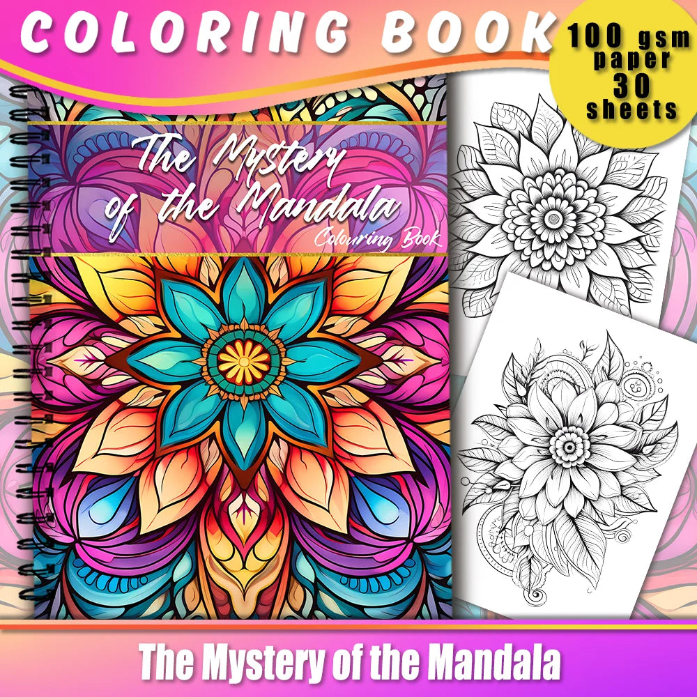Livro de colorir em espiral - 30 folhas, livro de colorir para adultos, 11,3 x 8,3 polegadas, papel grosso de 100 g, livro de desenho, presente de boas-vindas para o feriado