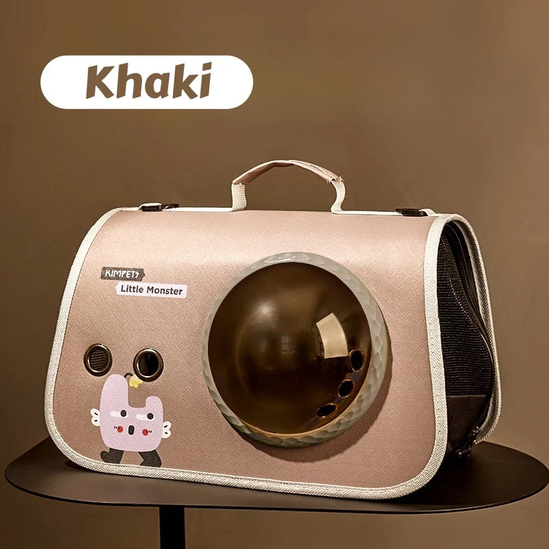 Mochila dobrável para transporte de gatos – Design fofo de desenho animado com aberturas de ventilação e alça de ombro, bolsa de viagem para animais de estimação para gatos