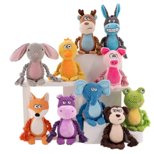 Brinquedo de empurrar fofo para animais de estimação, cachorro, auto-alívio, vocalização, elefante, raposa, gato, ranger de dentes e morder, brinquedo interativo de limpeza e mastigação